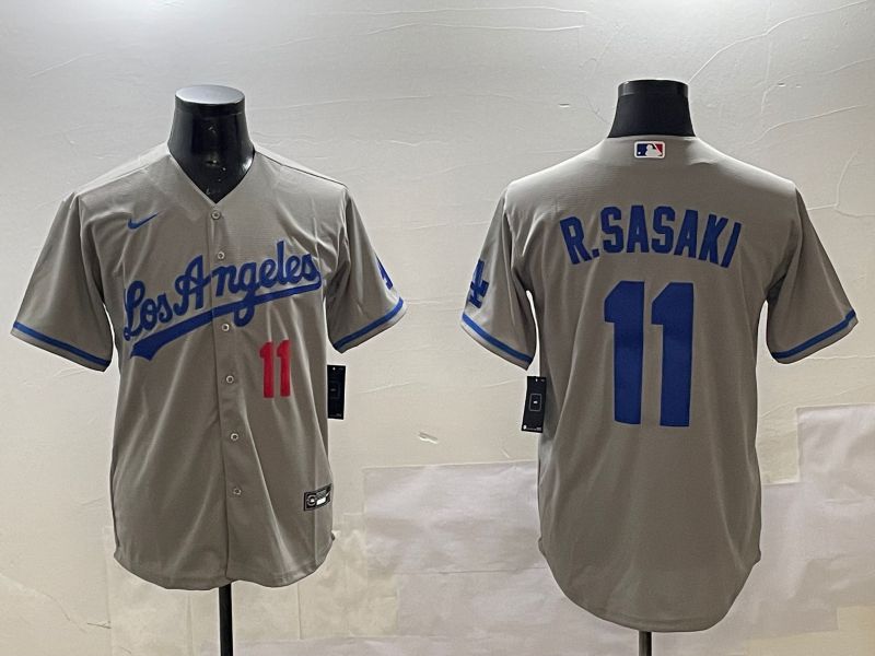 Men Los Angeles Dodgers 11 R.Sasaki Grey Game 2025 Nike MLB Jersey style 3